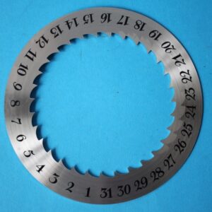 dt.001 aluminium datumring met opgedrukte cijfers 31 tanden