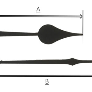 sch84 Quarzt wijzerset, model 'schoppen' in zwart voor Seiko quartz 110/140 mm