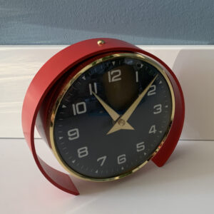 Vintage table clock, red, New old stock (NOS)