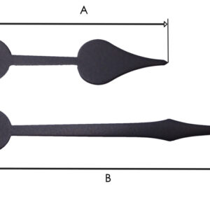 sch82 Quarzt wijzerset, model 'schoppen' in zwart  62/90 mm