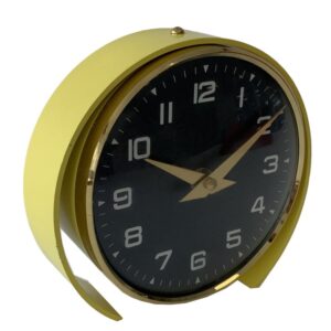 Vintage table clock, yellow, New old stock (NOS)