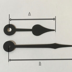 sch82 Quarzt wijzerset, model 'schoppen' in zwart voor Seiko quartz 62/90 mm