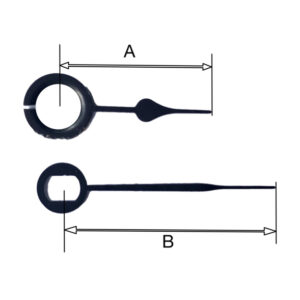 sch997 Quarzt wijzerset, model 'schoppen' zwart 18/25 mm
